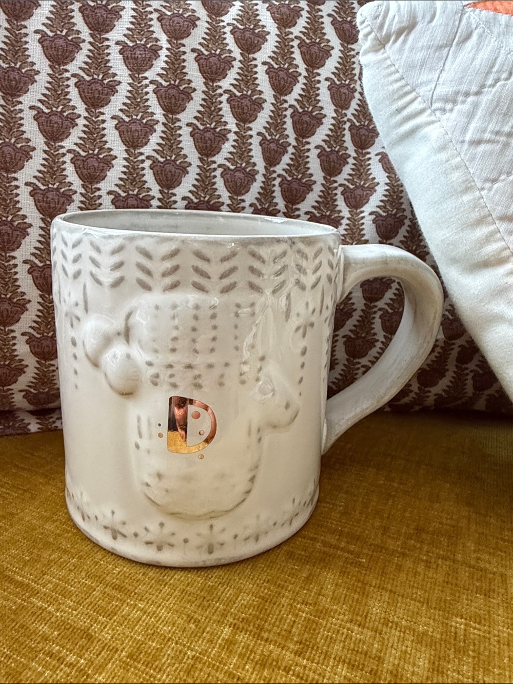 Anthropologie home snow cap monogram “D” coffee mug
